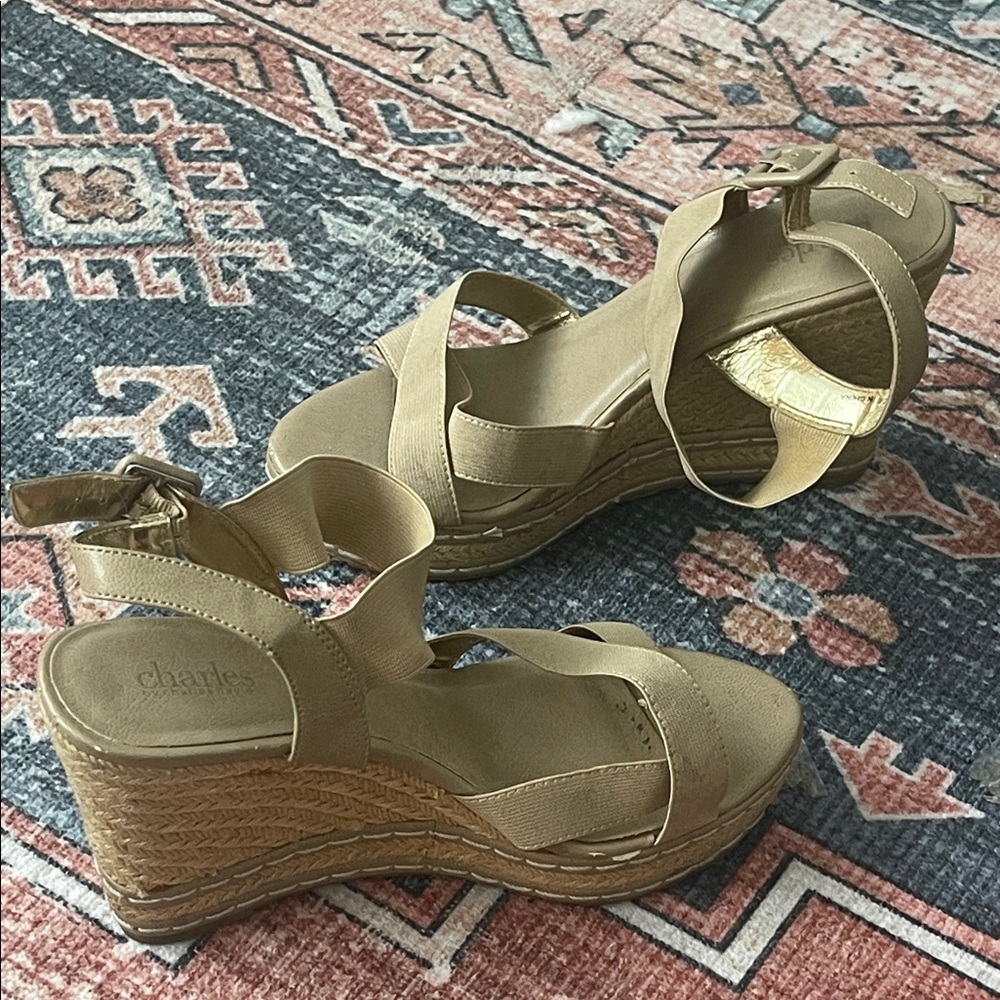 Charles By Charles David Beige Wedge Sandals